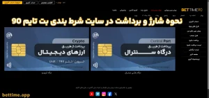 نحوه شارژ و برداشت در سایت شرط بندی بت تایم 90